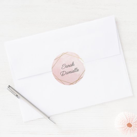 Elegante Roze Bat Mitzvah Persoonlijke Sticker (Envelop)