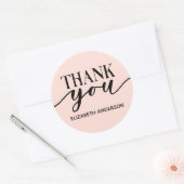 Elegante roze bedankje klassieke ronde sticker (Envelop)