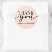 Elegante roze bedankje klassieke ronde sticker (Tas)