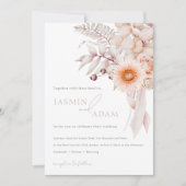 Elegante Roze Beige Bloemige Bruiloft Kaart (Voorkant)
