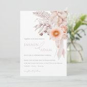 Elegante Roze Beige Bloemige Bruiloft Kaart (Staand voorkant)