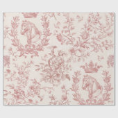 Elegante Roze Beige Equestrian Floral Toile Cadeaupapier (Vlak)