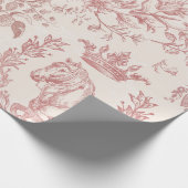 Elegante Roze Beige Equestrian Floral Toile Cadeaupapier (Hoek)