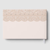 Elegante Roze Beige Parels Bow Lace Baby shower Gastenboek (Achterkant)