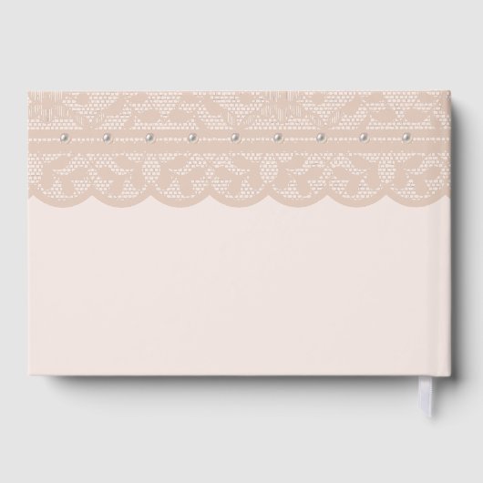 Elegante Roze Beige Parels Bow Lace Baby shower Gastenboek (Achterkant)