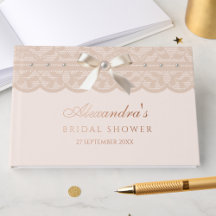 Elegante Roze Beige Strik Kant Bruids Shower