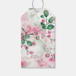 Elegante roze bessen bloemenkerst cadeaulabel