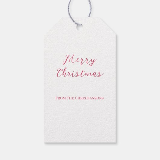 Elegante roze bessen bloemenkerst cadeaulabel (Achterkant)