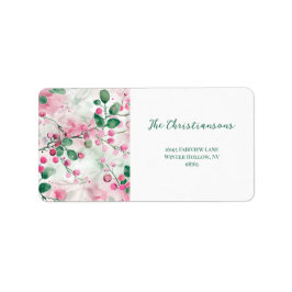 Elegante roze bessen bloemenkerst etiket