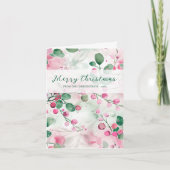 Elegante roze bessen bloemenkerst feestdagen kaart (Voorkant)