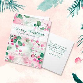 Elegante roze bessen bloemenkerst feestdagen kaart