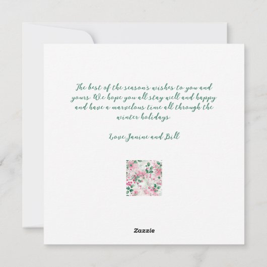 Elegante roze bessen bloemenkerst feestdagenkaart (Achterkant)