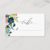 Elegante Roze Blauw Bloemen Script Monogram Huweli Plaatskaartje (Voorkant)