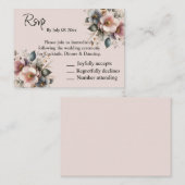 Elegante roze, blauw, en crème bloemenbruiloft Rsv Informatiekaartje (Voorkant / Achterkant)