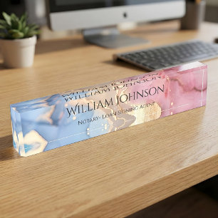 Elegante Roze Blauw Goud Alcoholinkt Aangepaste Ka Naambordje