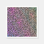 Elegante roze blauw goud glitters zwart luipaardpr servet (Voorkant)