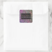 Elegante roze blauw goud glitters zwart luipaardpr vierkante sticker (Tas)