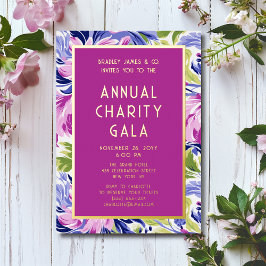 Elegante Roze Blauwe Bloemen Charity Event Gala Pa Folie Uitnodiging