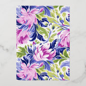 Elegante Roze Blauwe Bloemen Charity Event Gala Pa Folie Uitnodiging (Achterkant)