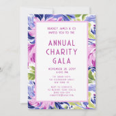 Elegante Roze Blauwe Bloemen Charity Event Gala Pa Kaart (Voorkant)