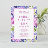 Elegante Roze Blauwe Bloemen Charity Event Gala Pa Kaart (Staand voorkant)