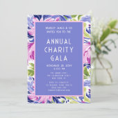 Elegante Roze Blauwe Bloemen Charity Event Gala Pa Kaart (Staand voorkant)