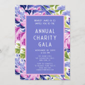 Elegante Roze Blauwe Bloemen Charity Event Gala Pa Kaart (Voorkant / Achterkant)