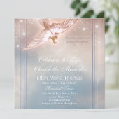 Elegante roze blauwe duif in liefdevolle herinneri kaart