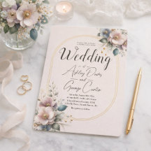 Elegante roze, blauwe en crème bloemen bruiloft