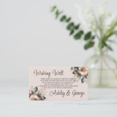 Elegante roze, blauwe en crème bloemenbruiloft informatiekaartje (Staand voorkant)