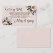 Elegante roze, blauwe en crème bloemenbruiloft informatiekaartje (Voorkant / Achterkant)