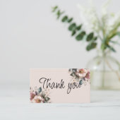 Elegante roze, blauwe en crème bloemenbruiloft informatiekaartje (Staand voorkant)