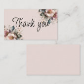 Elegante roze, blauwe en crème bloemenbruiloft informatiekaartje (Voorkant / Achterkant)