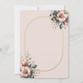 Elegante roze, blauwe en crème bloemenbruiloft kaart (Voorkant)