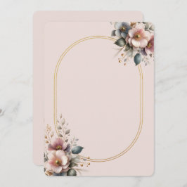 Elegante roze, blauwe en crème bloemenbruiloft kaart