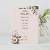 Elegante roze, blauwe en crème bloemenbruiloft kaart (Staand voorkant)