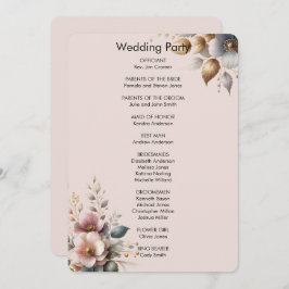 Elegante roze, blauwe en crème bloemenbruiloft kaart