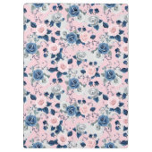 Elegante roze, blauwe en grijze Rozen Klembord (Achterkant)