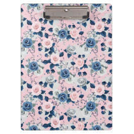 Elegante roze, blauwe en grijze Rozen Klembord