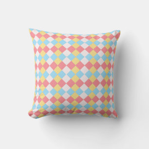 Elegante roze blauwe, gele en witte diamant patroo kussen