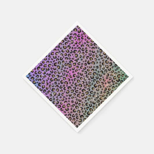 Elegante roze blauwe gouden glitter zwarte luipaar servet (Hoek)