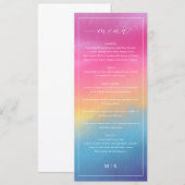 Elegante Roze Blauwe Gradiënt Trouwmenu Menu (Voorkant / Achterkant)