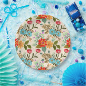 Elegante roze blauwe groene bloembladeren patroon papieren bordje (Feest)