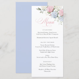 Elegante Roze & Blauwe Hortensia Huwelijksmenu Menu