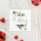 Elegante Roze Blauwe Roos Aquarel Bruidsmeisjesfee Servet (Insitu)