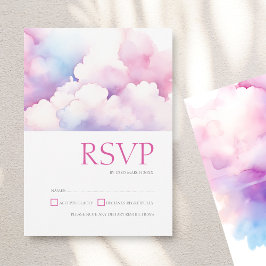 Elegante Roze Blauwe Waterverf Wolken Trouw RSVP Save The Date
