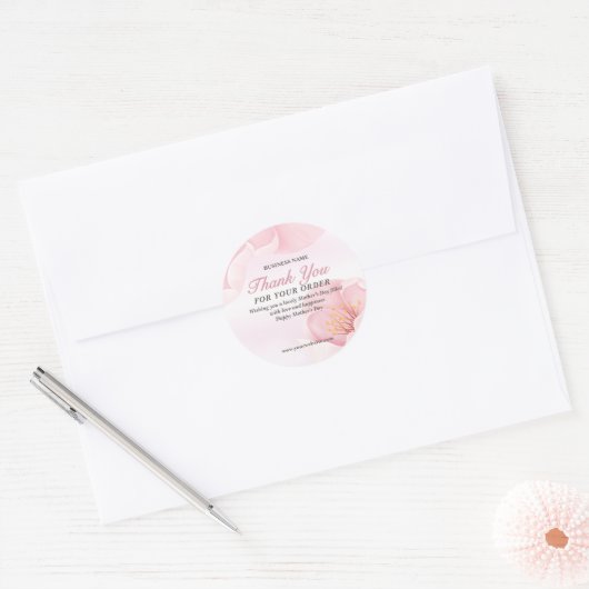 Elegante roze bloeiende Bloementuin Moederdag Ronde Sticker (Envelop)