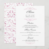 Elegante Roze Bloeiende Trouwdiner Menu (Voorkant / Achterkant)