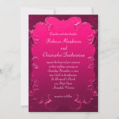 Elegante roze  bloeit bruiloft kaart (Voorkant)