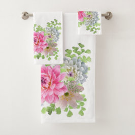 Elegante Roze Bloem Bad Handdoek